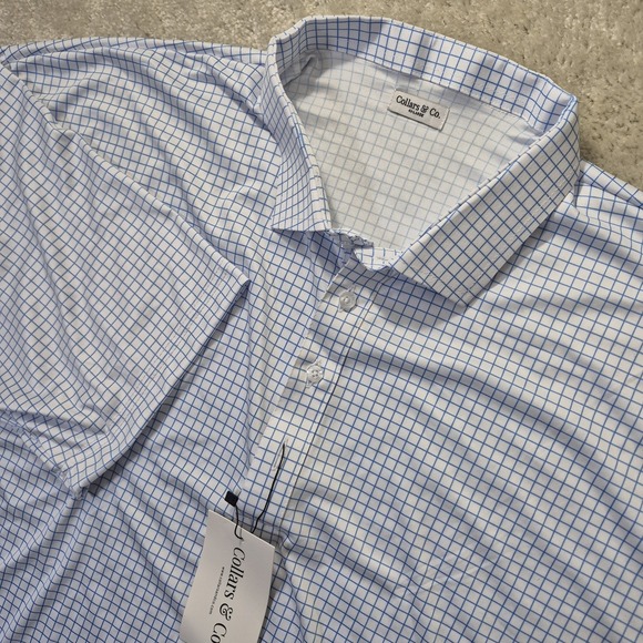 Collars & Co. Other - Collars and Co Dress Collar Polo Shirt Mens 4XL White Blue Performance Golf New